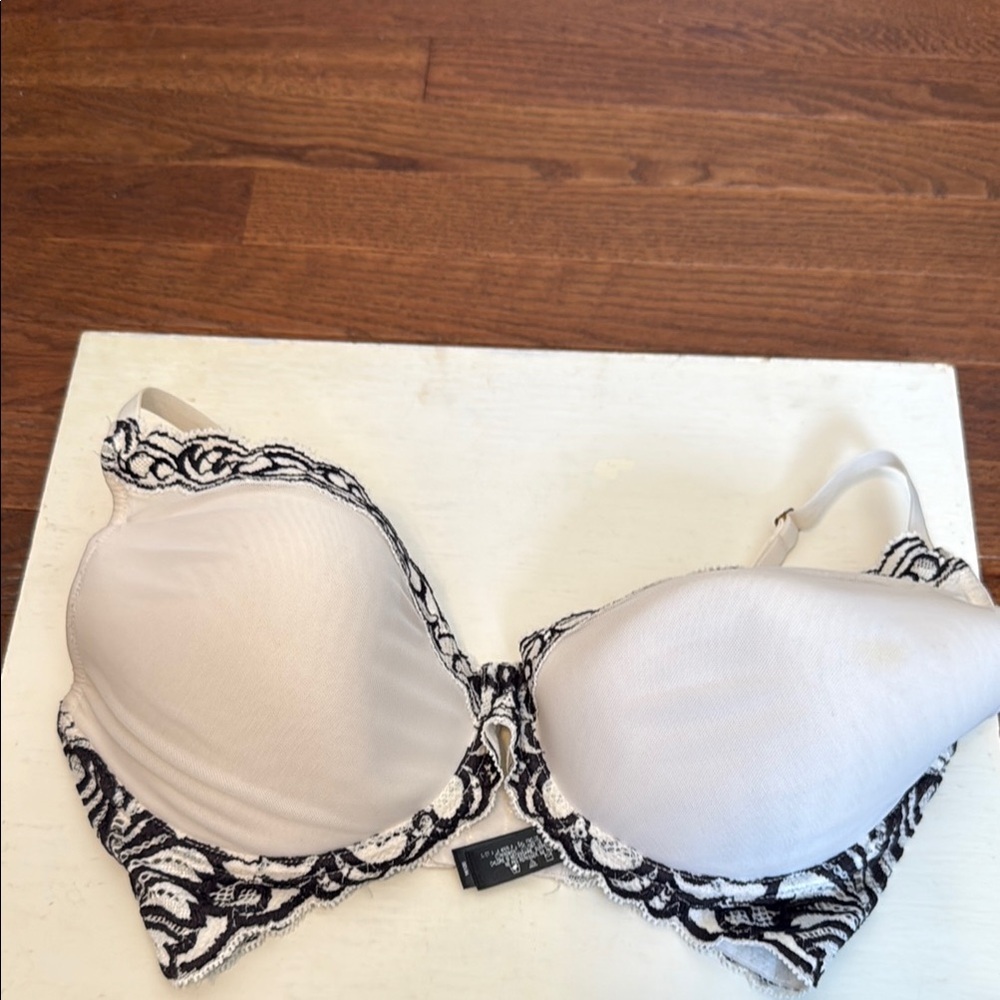 Elegant White and Black Lace Bra